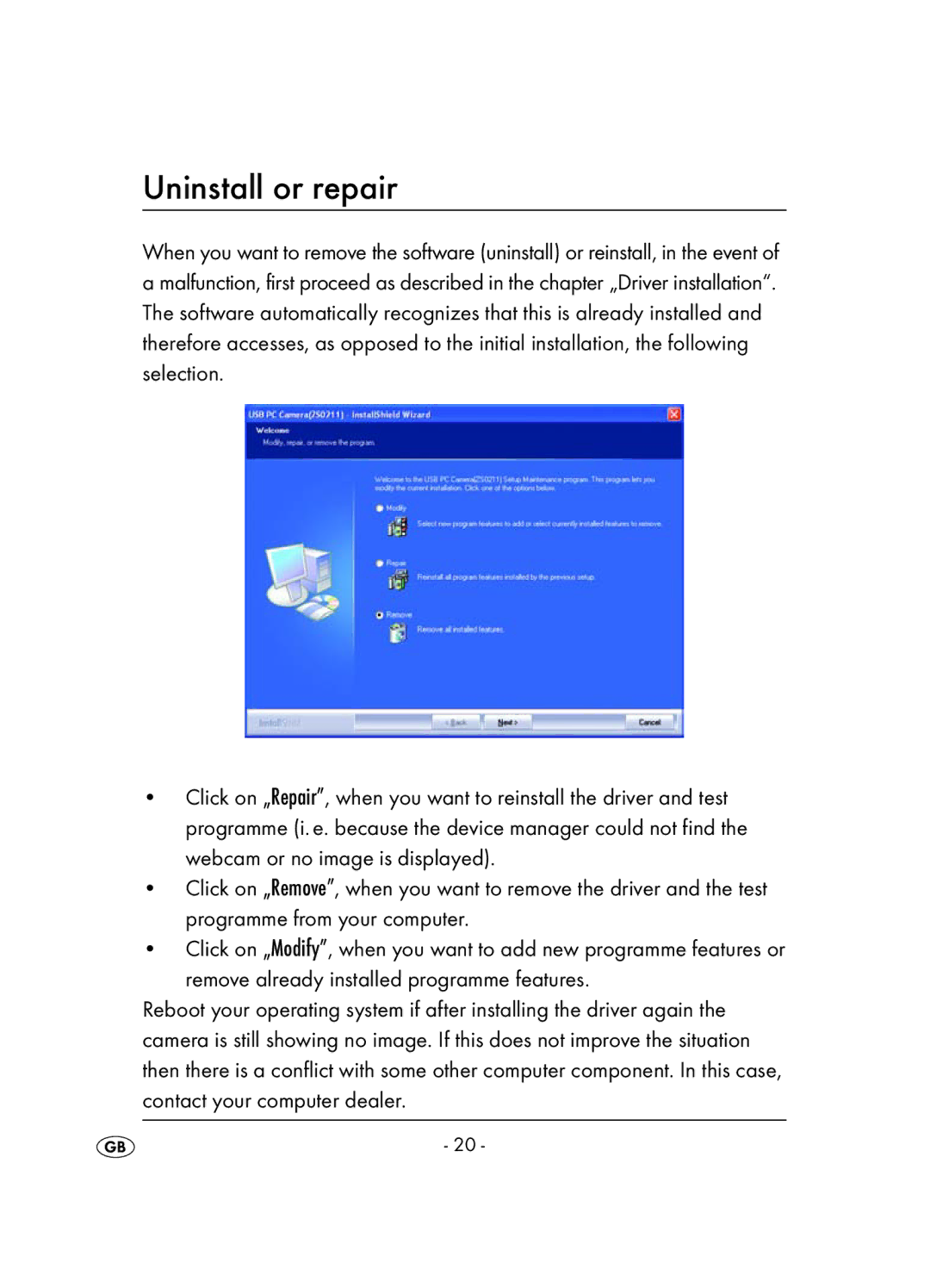 Kompernass KH 2346 operating instructions Uninstall or repair 