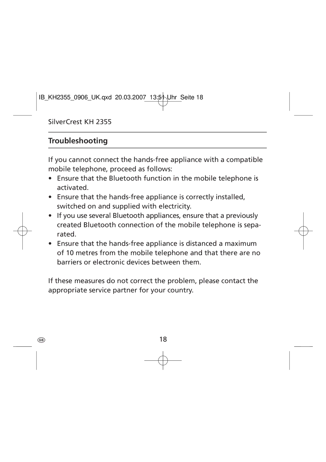 Kompernass KH 2355 manual Troubleshooting 