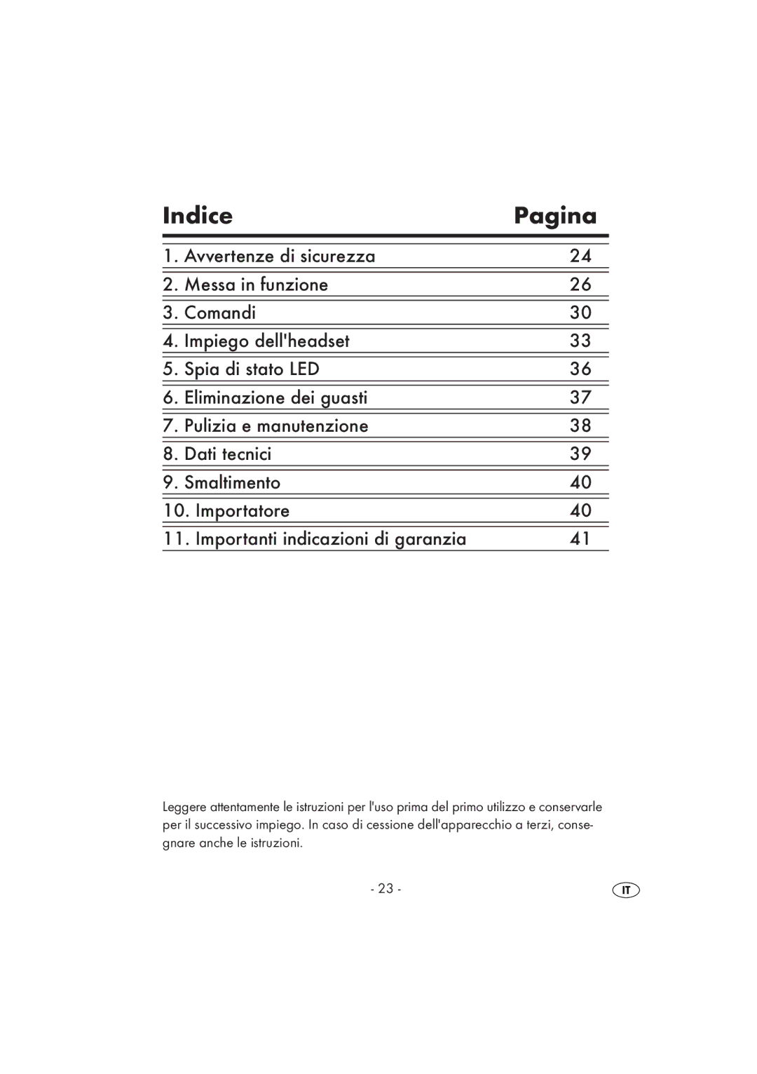 Kompernass KH 2356 manual Indice Pagina 