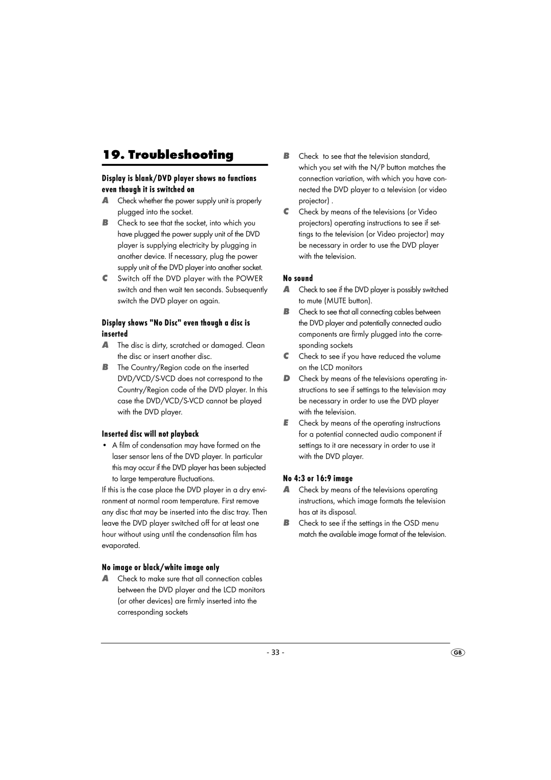 Kompernass KH 2360 instruction manual Troubleshooting 