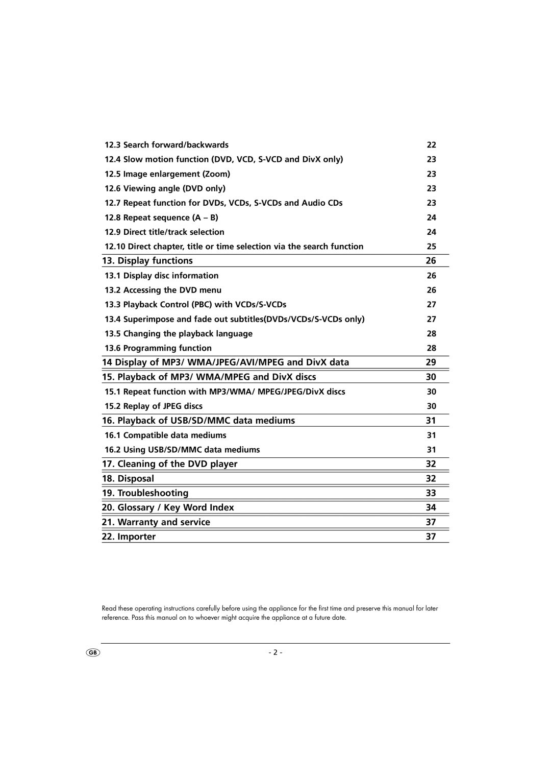 Kompernass KH 2360 instruction manual Playback of USB/SD/MMC data mediums 