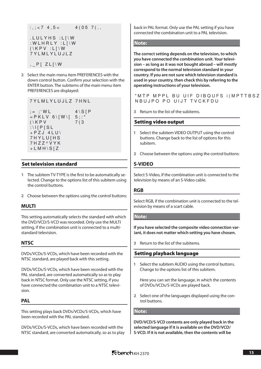 Kompernass KH 2370 operating instructions Multi, Ntsc, Pal, Video, Rgb 