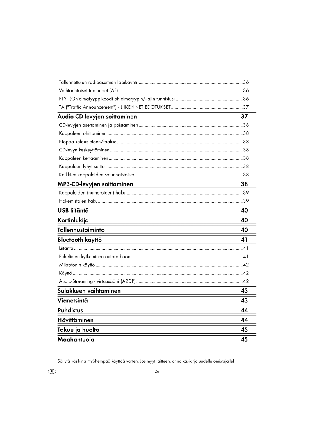 Kompernass KH 2375 operating instructions Audio-CD-levyjen soittaminen, MP3-CD-levyjen soittaminen 