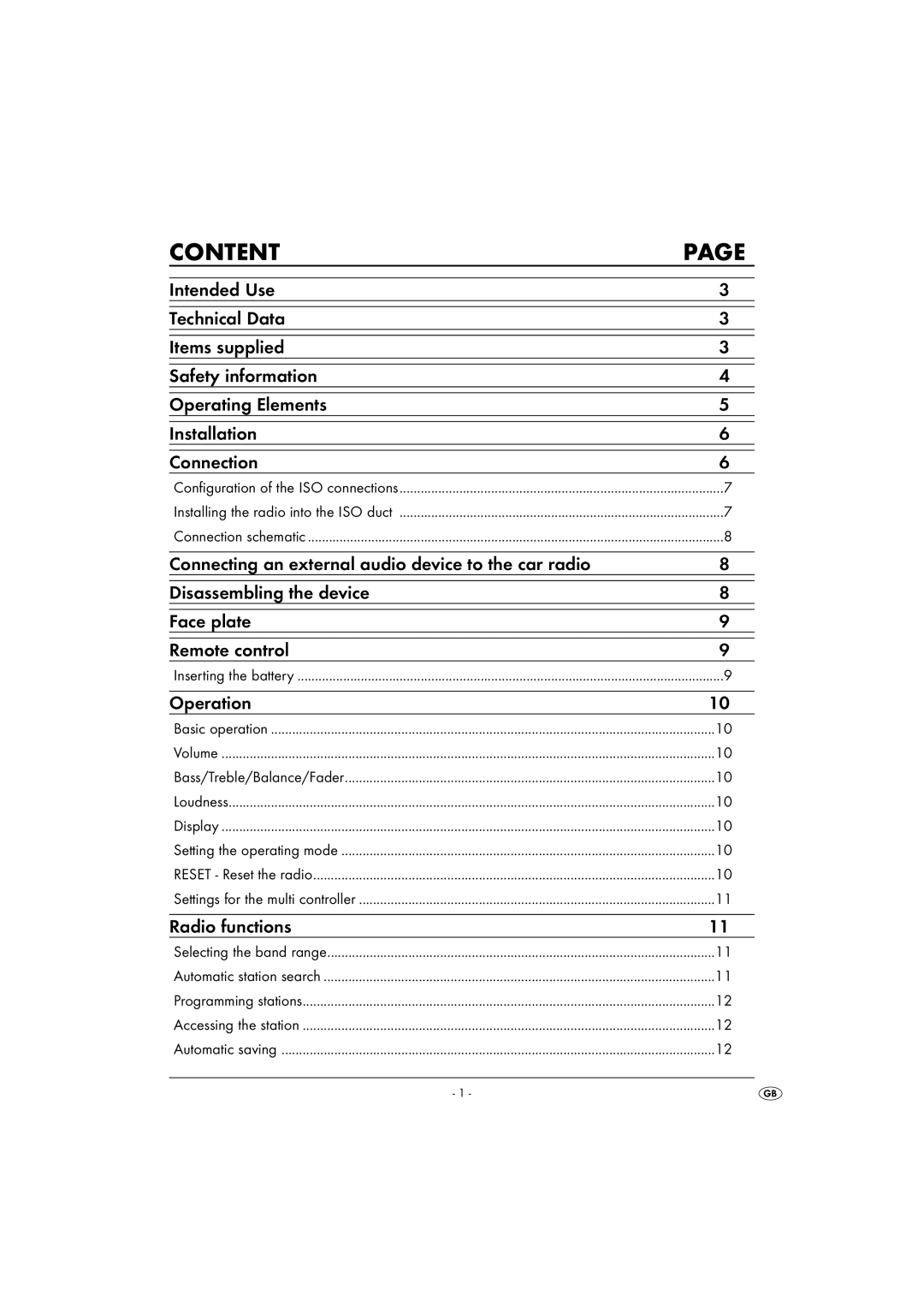 Kompernass KH 2375 operating instructions Operation, Radio functions 