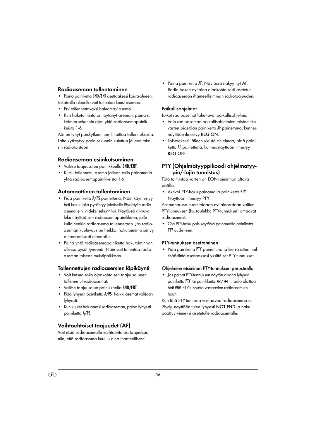 Kompernass KH 2375 Radioaseman tallentaminen, Radioaseman esiinkutsuminen, Automaattinen tallentaminen 