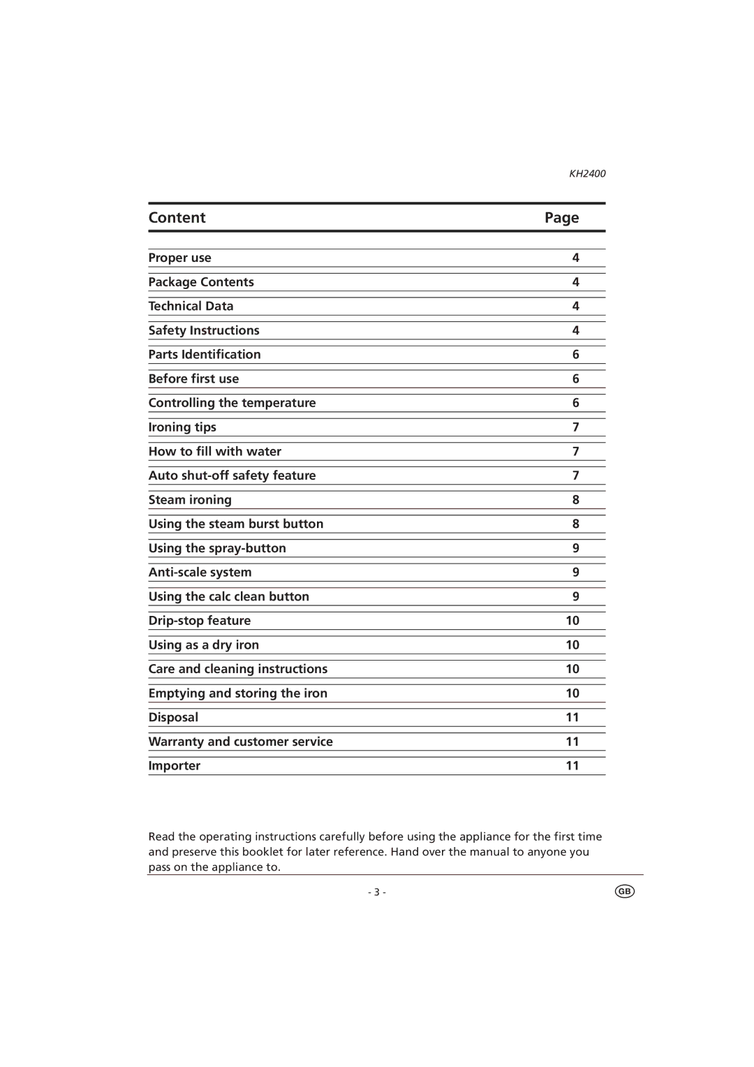 Kompernass KH 2400 manual Content 