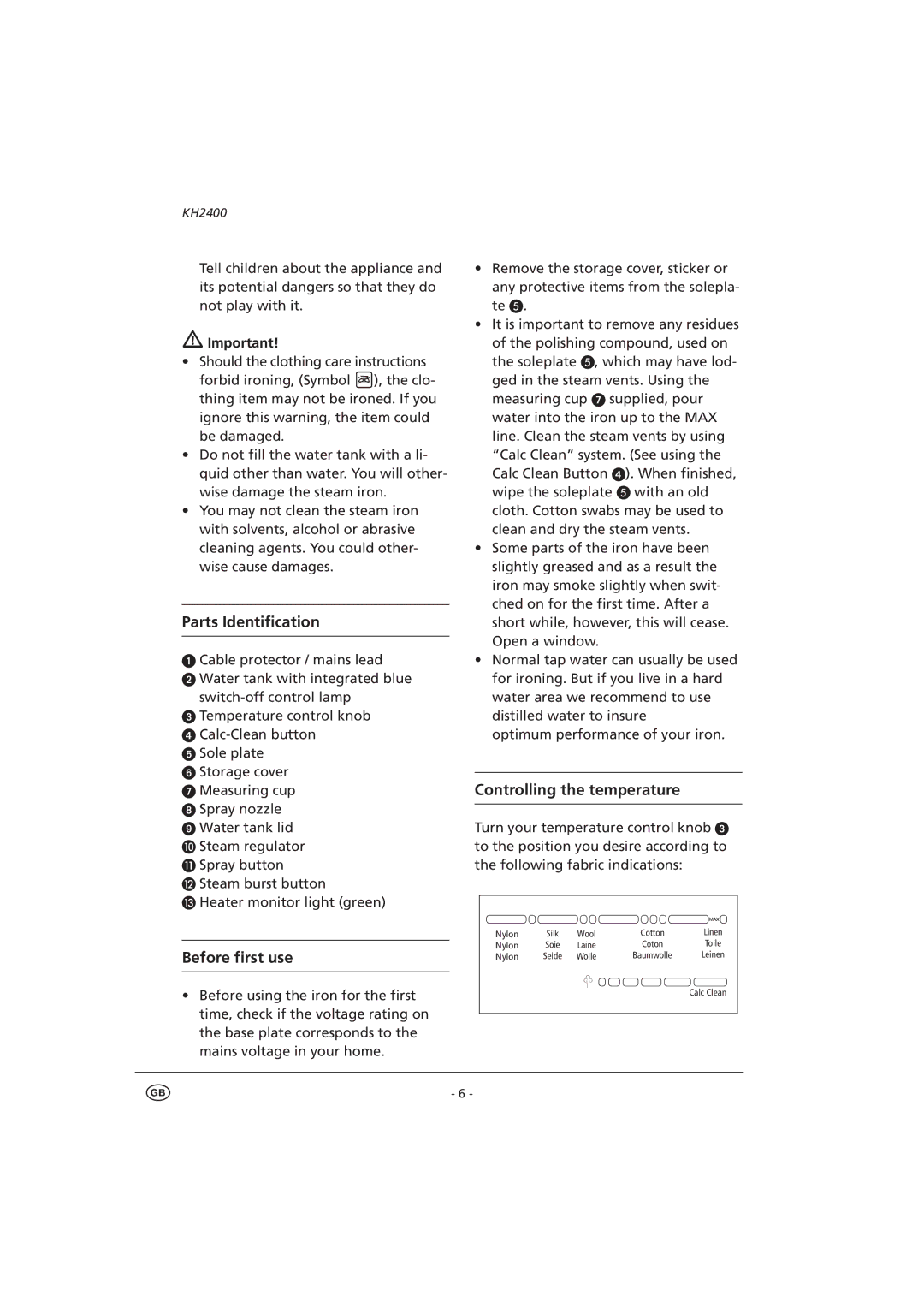 Kompernass KH 2400 manual Nylon 