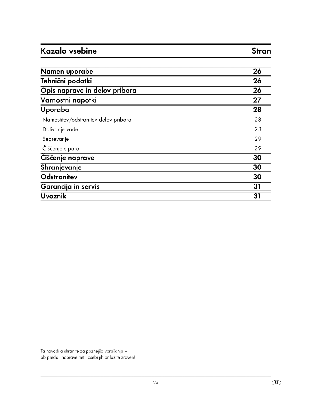 Kompernass KH 2424 instruction manual Kazalo vsebine Stran 