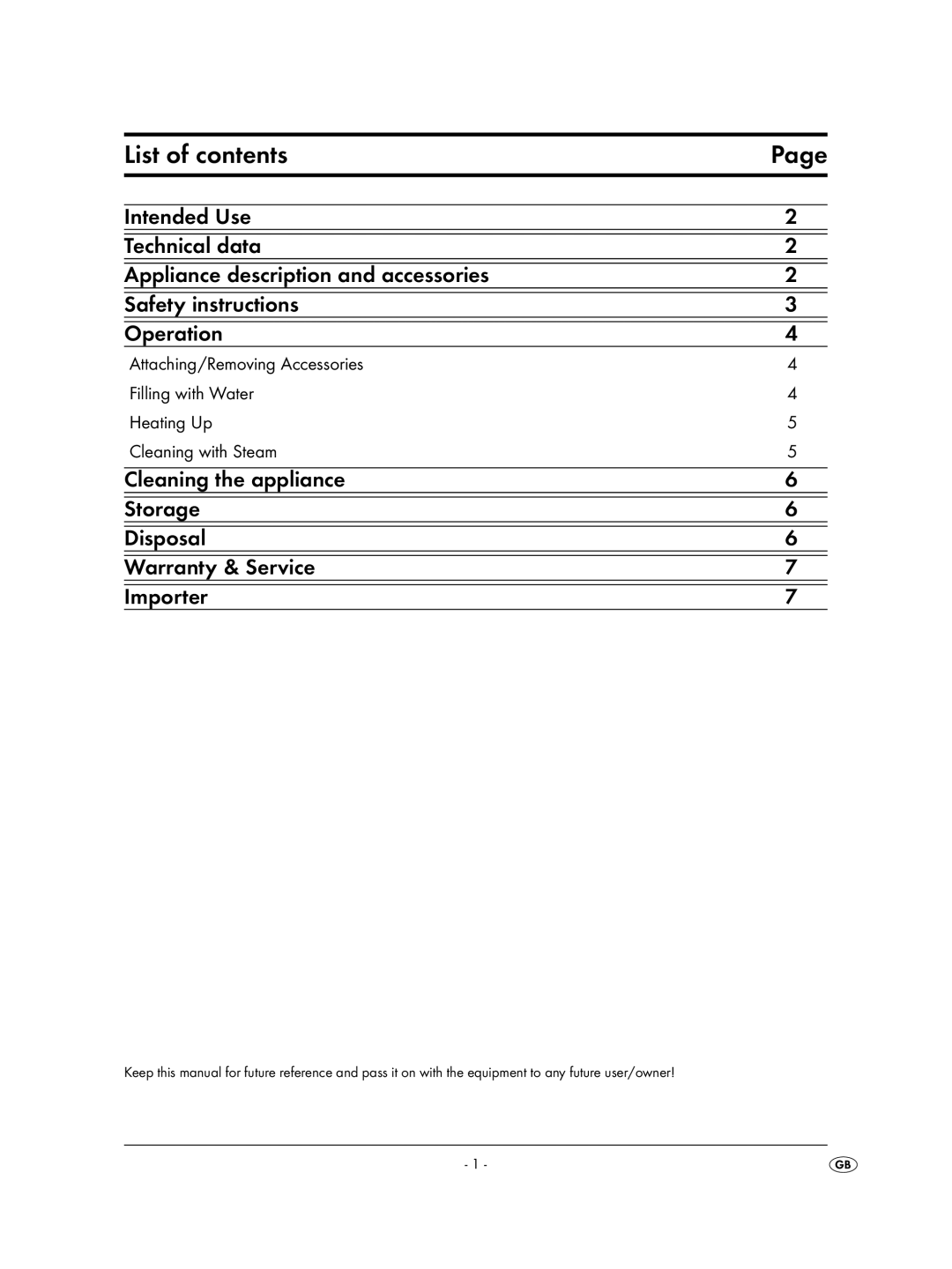 Kompernass KH 2424 instruction manual List of contents 