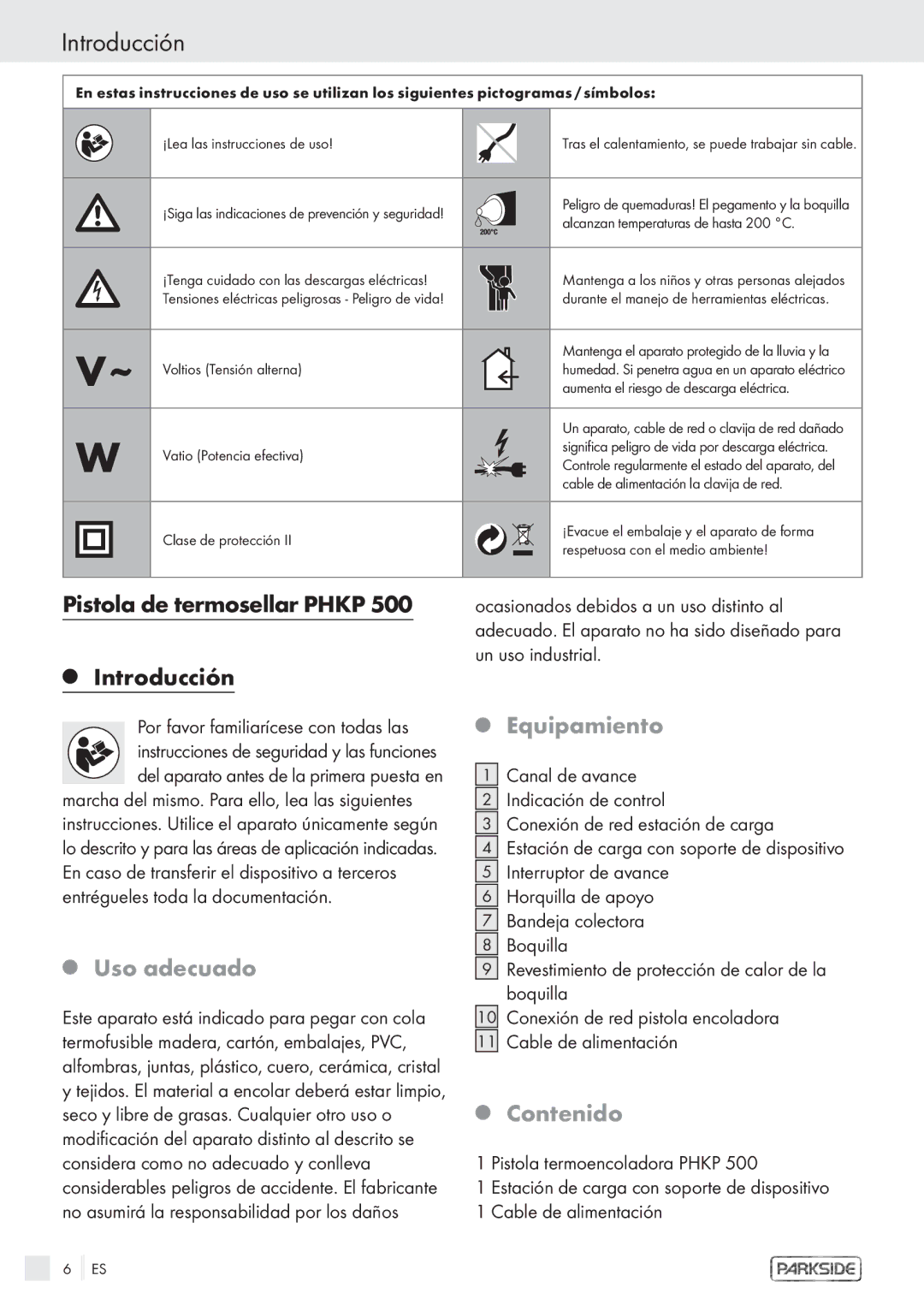 Kompernass KH 3119 manual Pistola de termosellar Phkp Introducción, Uso adecuado, Equipamiento, Contenido 