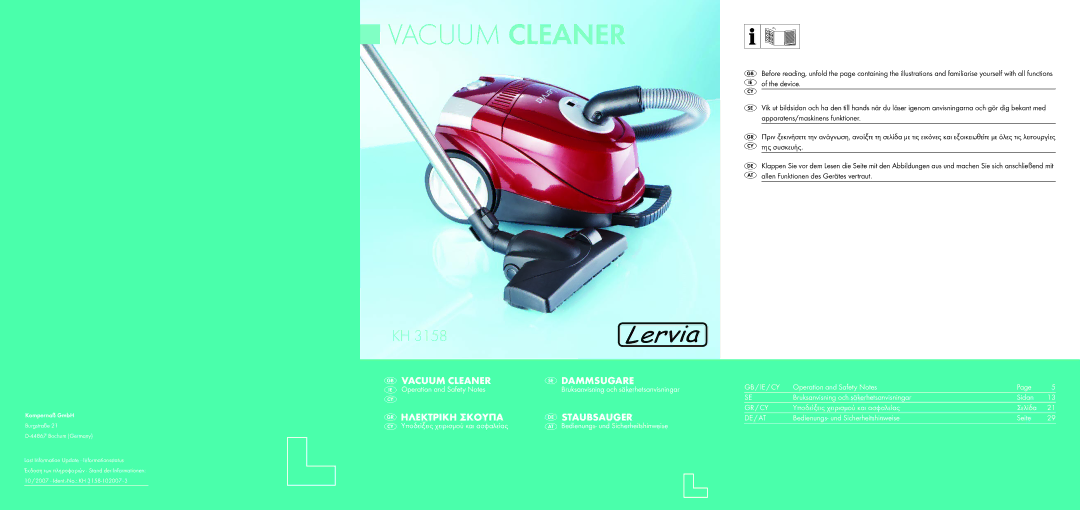 Kompernass KH 3158 manual Vacuum Cleaner 