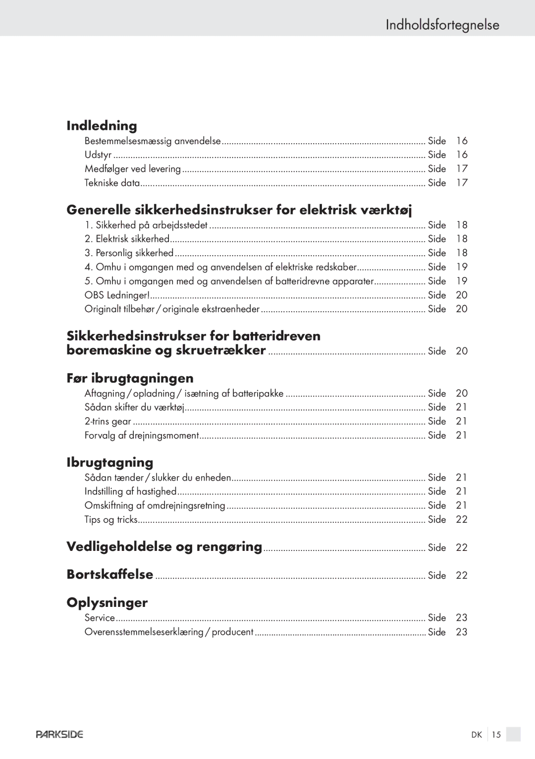 Kompernass KH 3188 manual Indholdsfortegnelse 