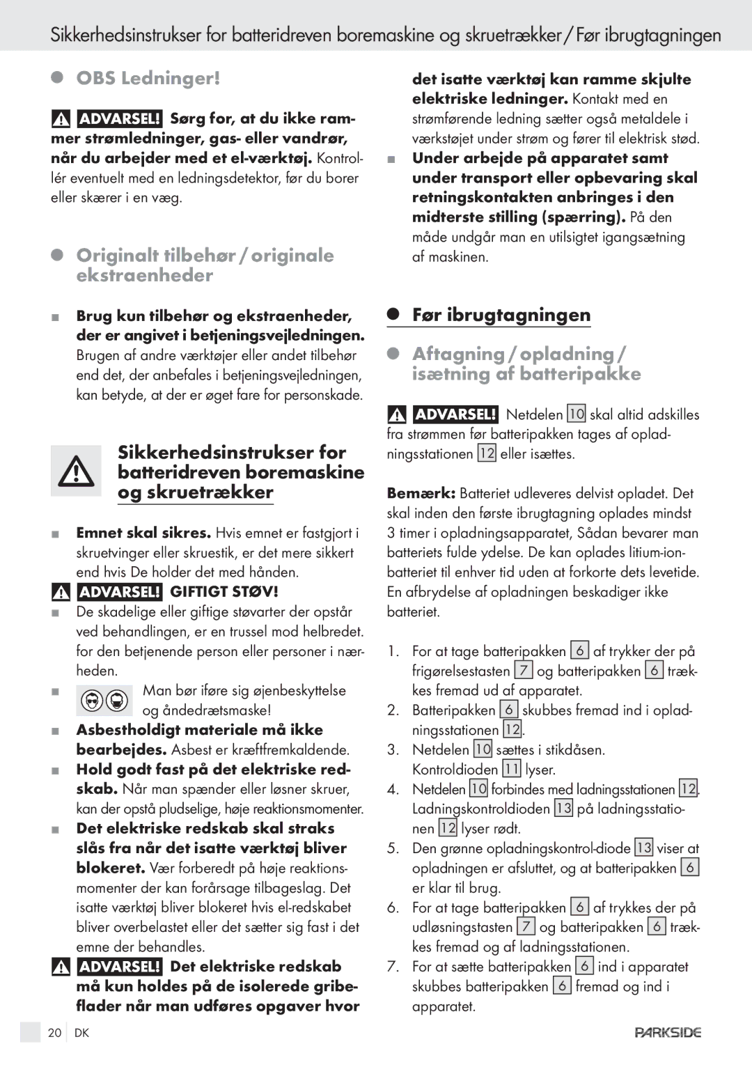 Kompernass KH 3188 manual OBS Ledninger Originalt tilbehør / originale ekstraenheder 