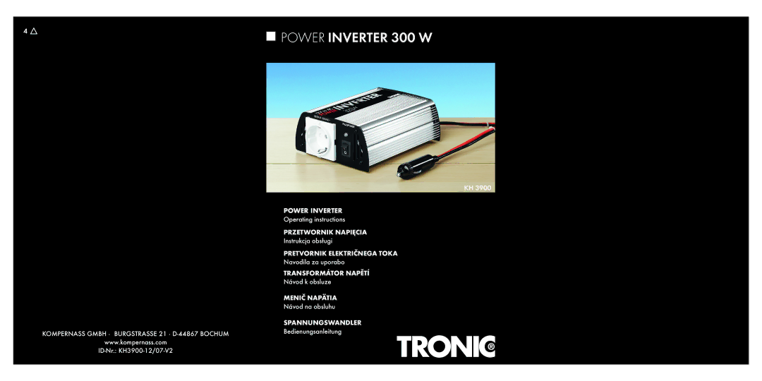 Kompernass KH 3900 manual Power Inverter 300 W 