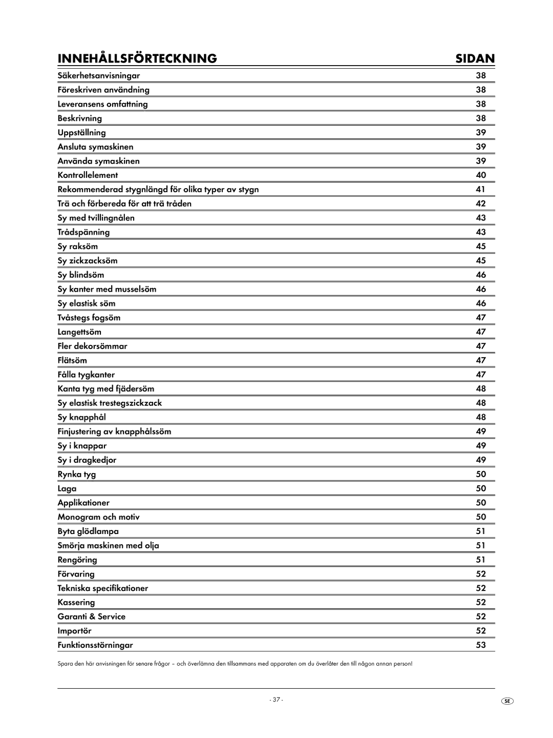 Kompernass KH 4001 manual Innehållsförteckning Sidan 