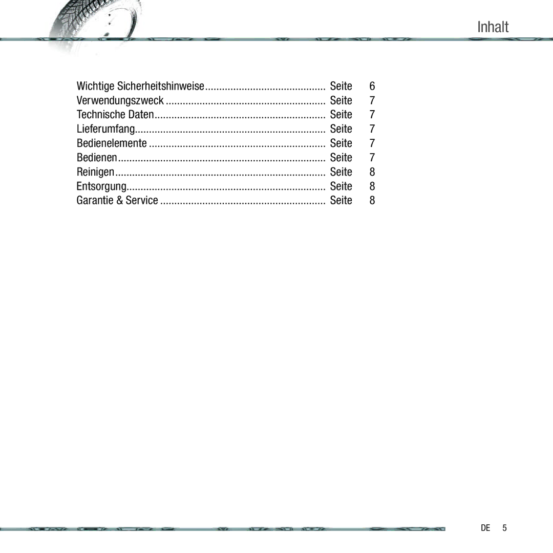 Kompernass KH 4035 manual Inhalt, Seite 