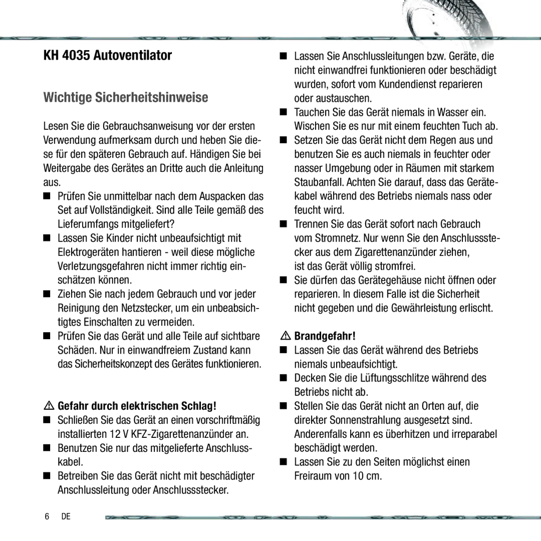 Kompernass KH 4035 manual Wichtige Sicherheitshinweise, Ist das Gerät völlig stromfrei 