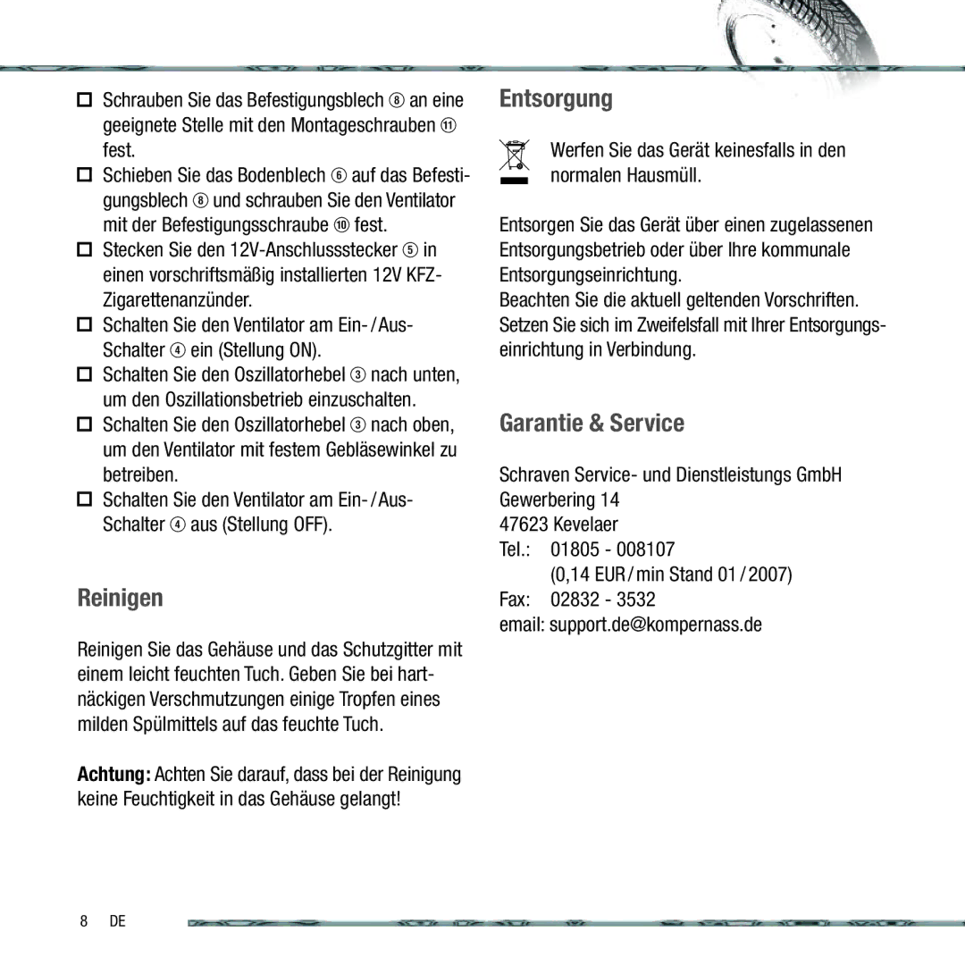 Kompernass KH 4035 manual Reinigen, Entsorgung, Garantie & Service 