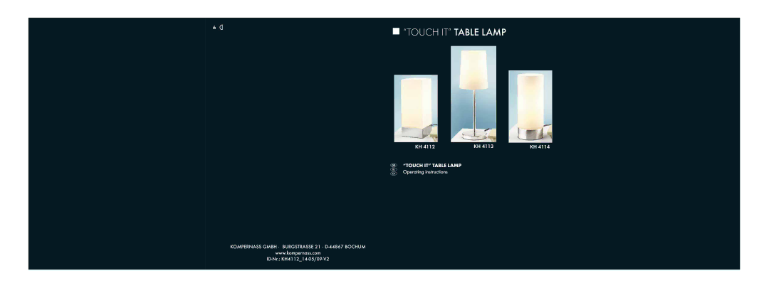 Kompernass KH 4113, KH 4112, KH 4114 operating instructions Touch IT Table Lamp 