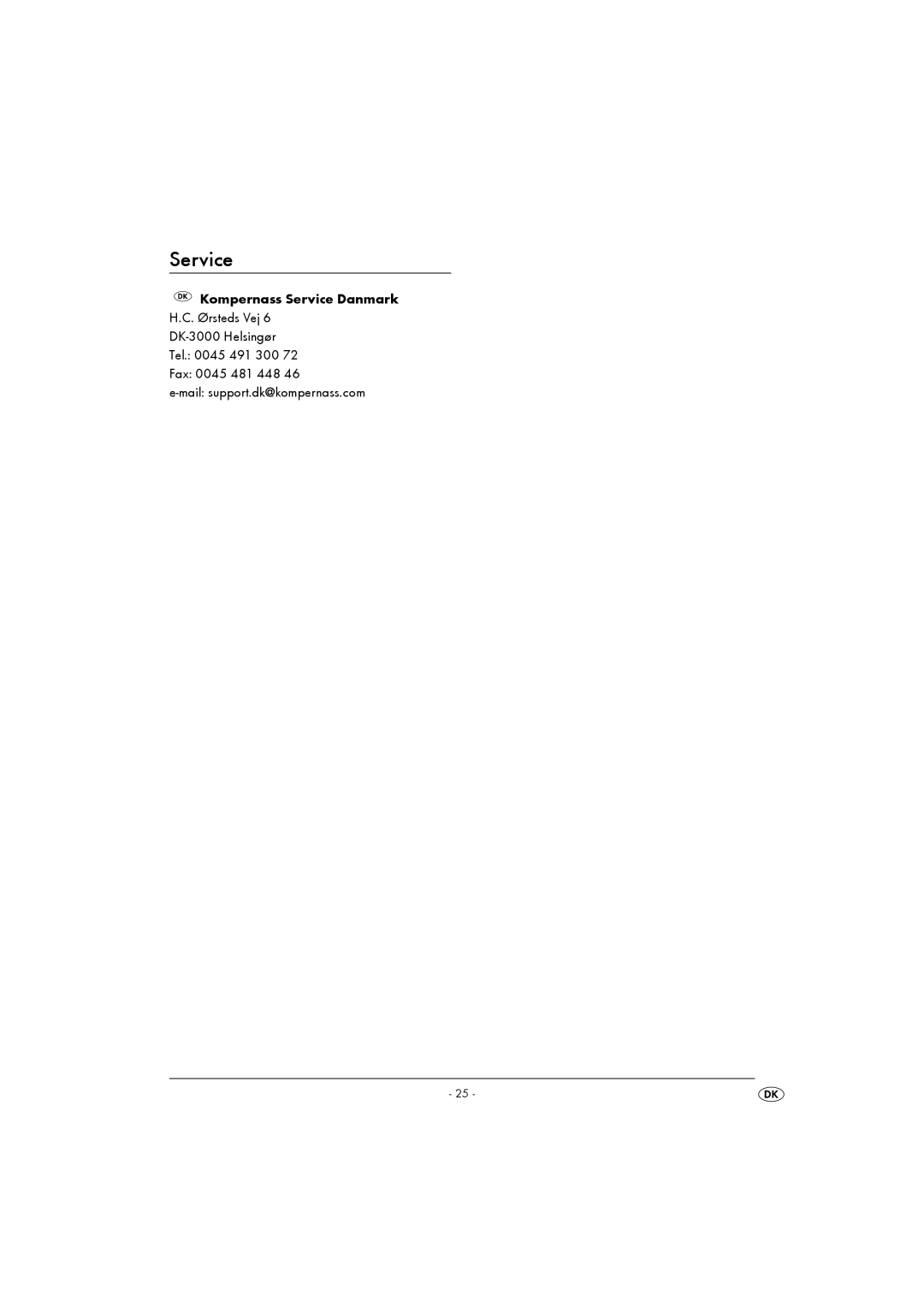 Kompernass KH 4164 operating instructions Service, Mail support.dk@kompernass.com 