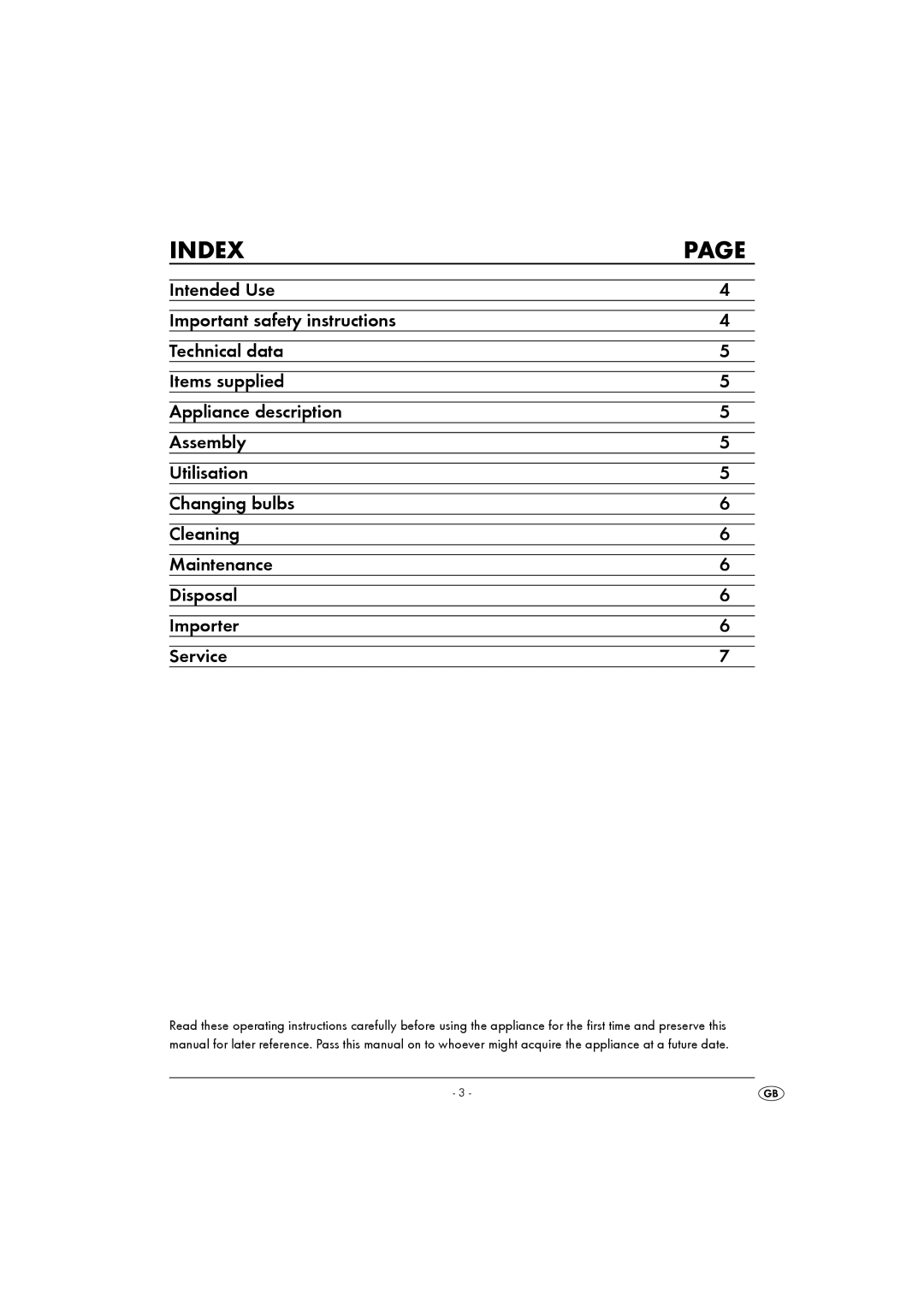 Kompernass KH 4164 operating instructions Index 