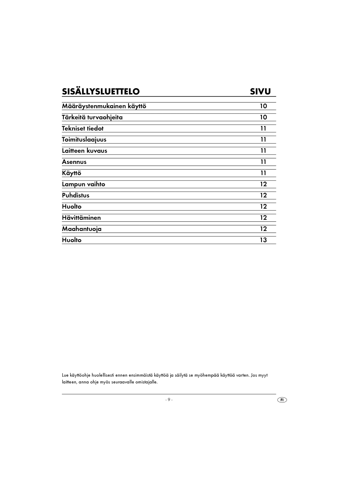 Kompernass KH 4164 operating instructions Sisällysluettelo Sivu 