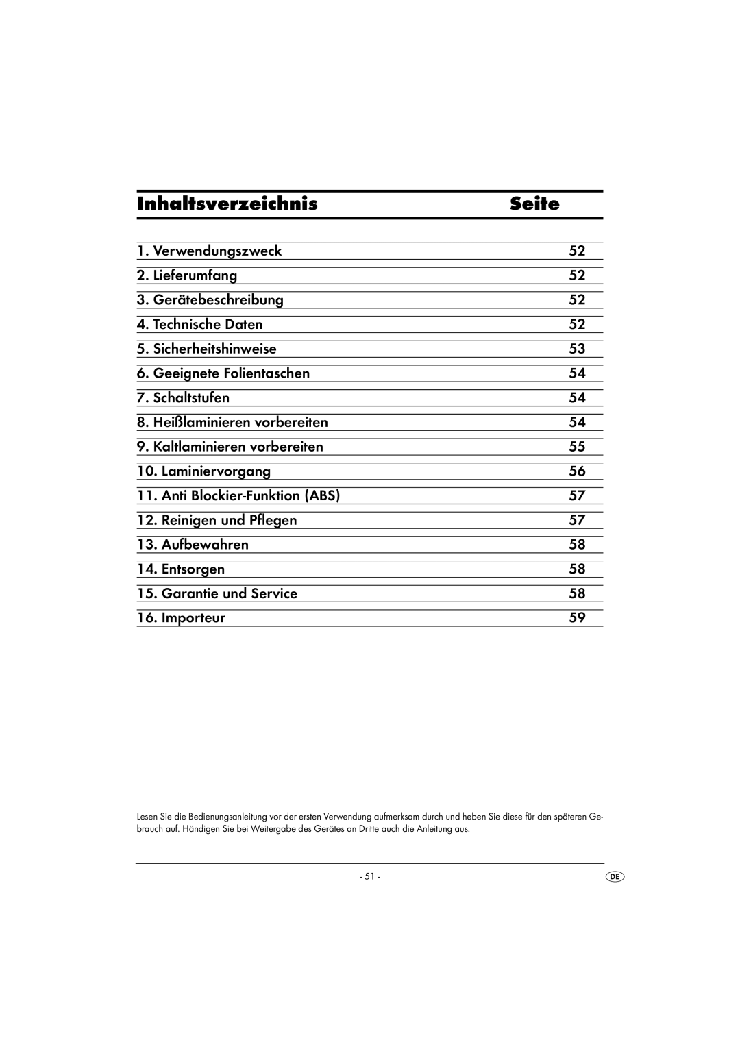 Kompernass KH 4412 manual Inhaltsverzeichnis Seite 