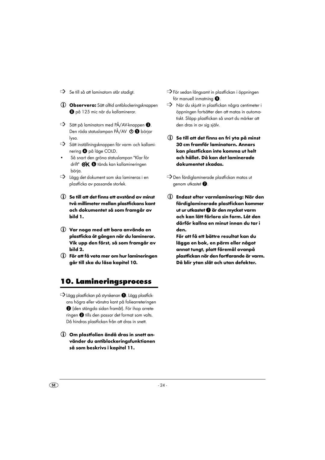 Kompernass KH 4412 manual Lamineringsprocess 