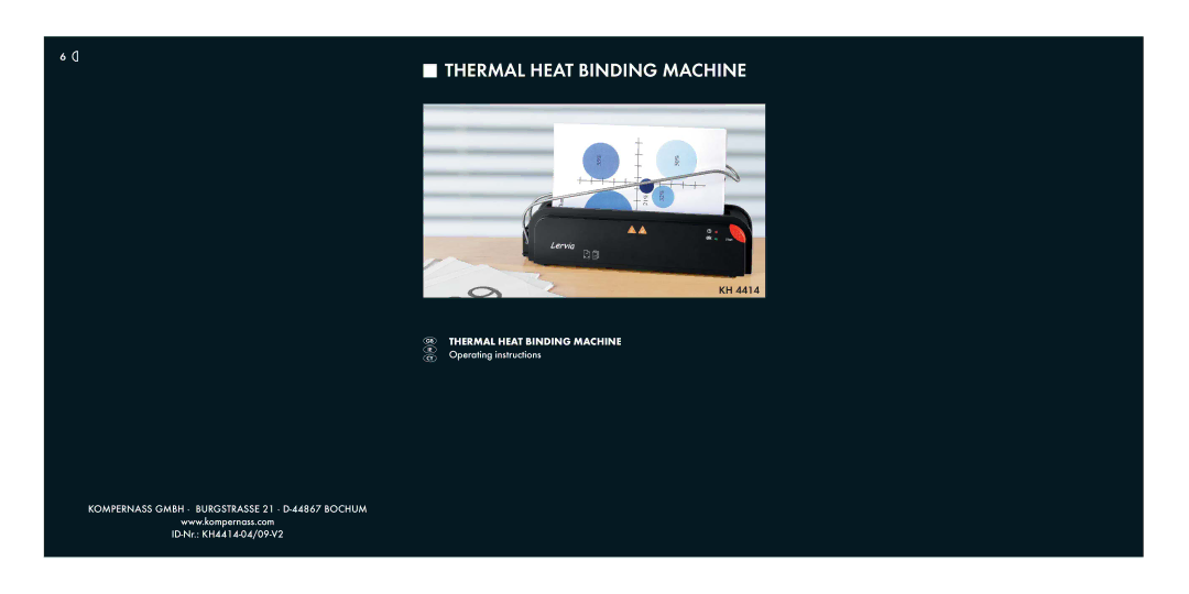 Kompernass KH 4414 manual Thermal Heat Binding Machine 