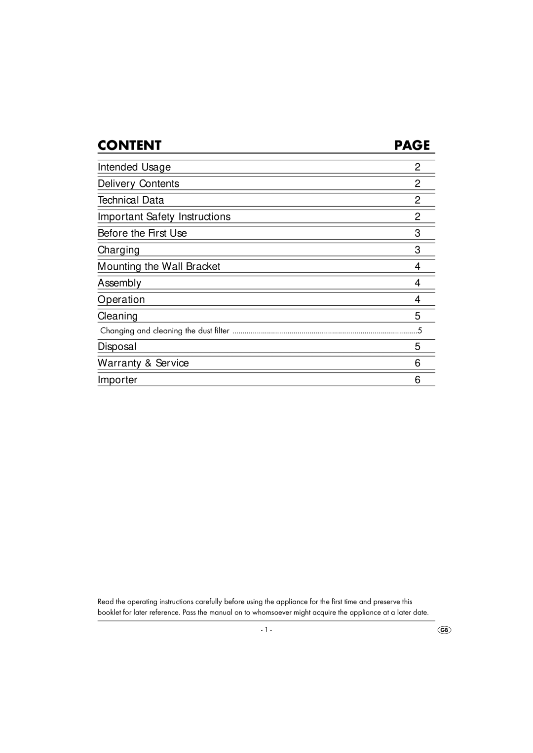 Kompernass KH 4421 manual Content, Disposal Warranty & Service Importer 