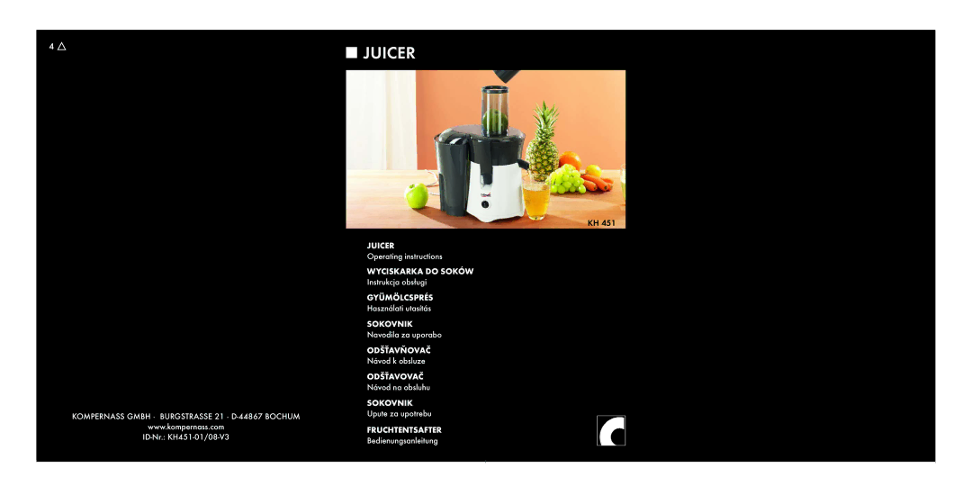 Kompernass KH 451 manual Juicer 