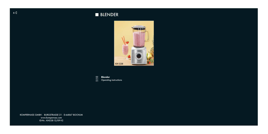 Kompernass KH 528 operating instructions Blender 