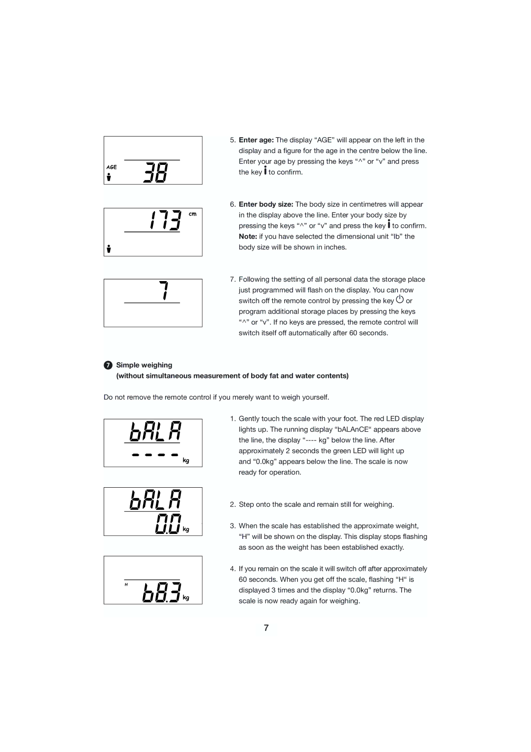 Kompernass KH 5507, KH 5508, KH 5506 manual Following the setting of all personal data the storage place 