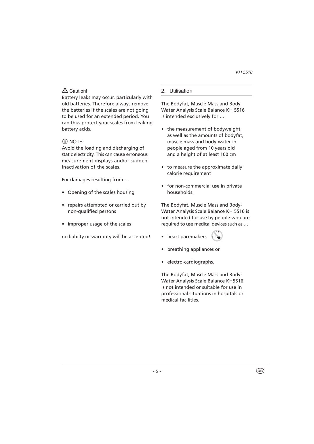 Kompernass KH 5516 manual Utilisation 