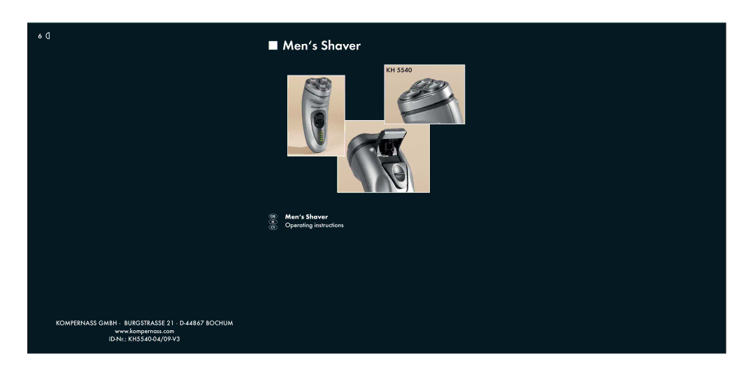 Kompernass KH 5540 operating instructions Men‘s Shaver 