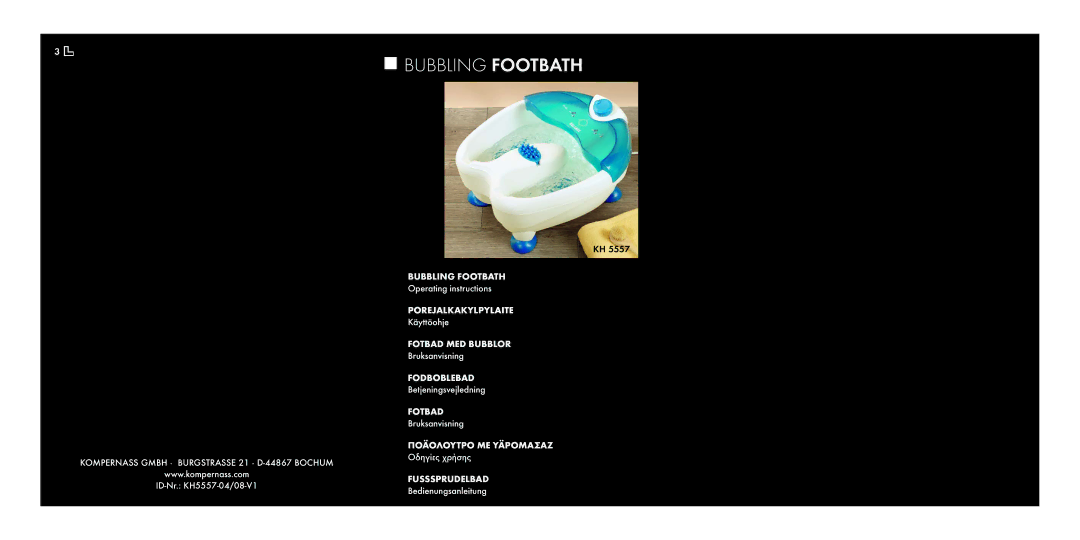 Kompernass KH 5557 operating instructions Bubbling Footbath 