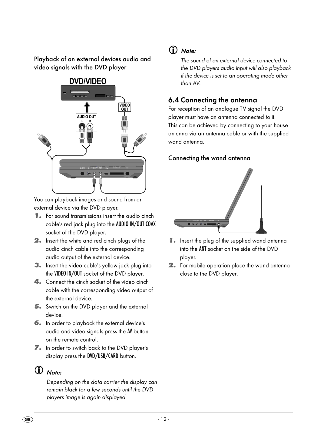 Kompernass KH 6504 operating instructions Connecting the antenna, Connecting the wand antenna 