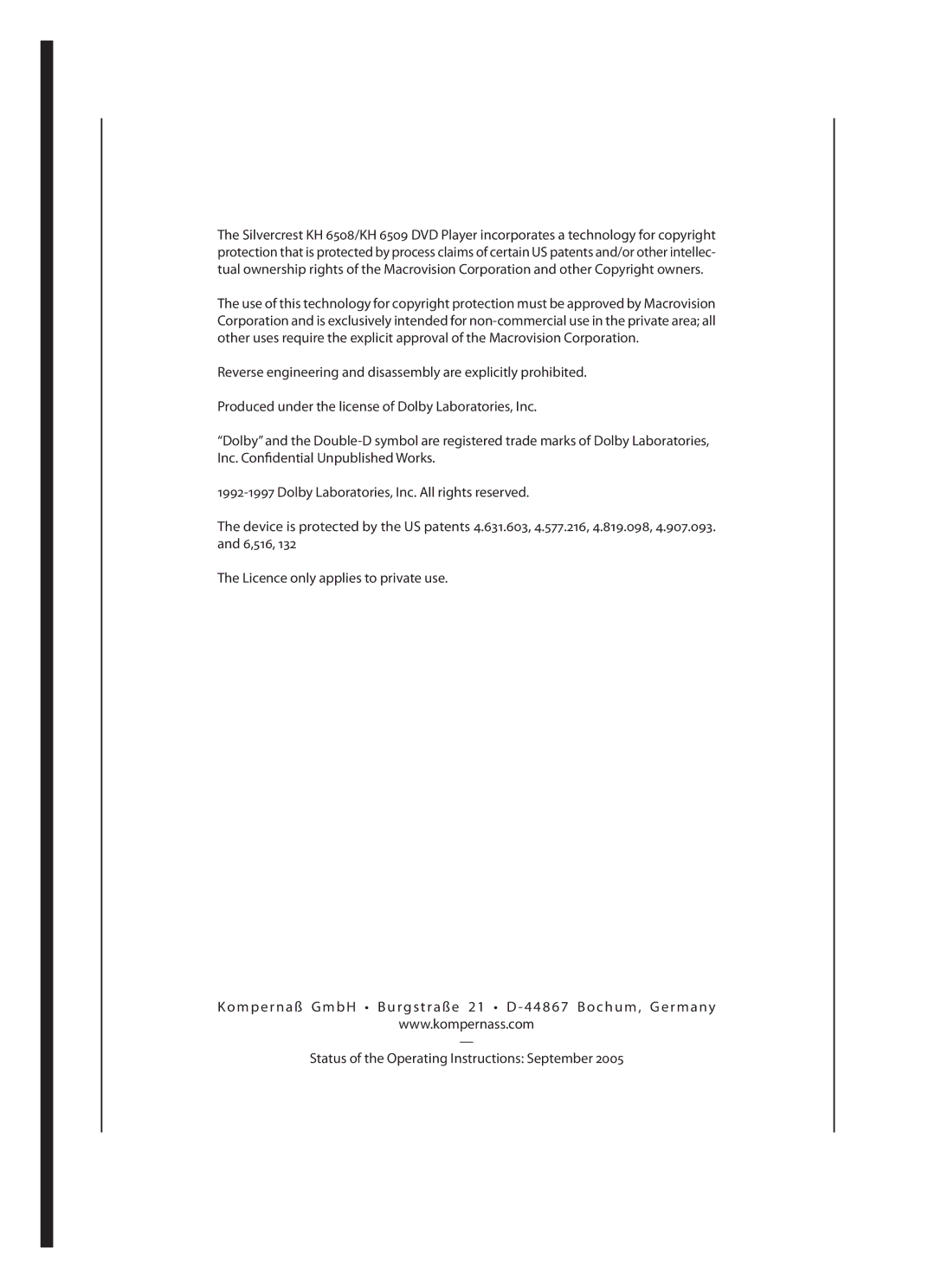 Kompernass KH 6509, KH 6508 operating instructions 