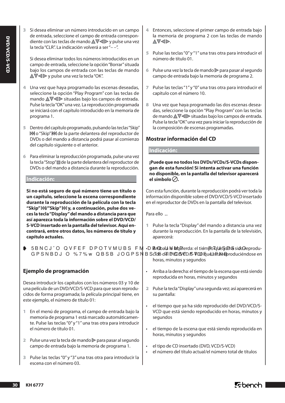 Kompernass KH 6777 manual Ejemplo de programación, Mostrar información del CD 