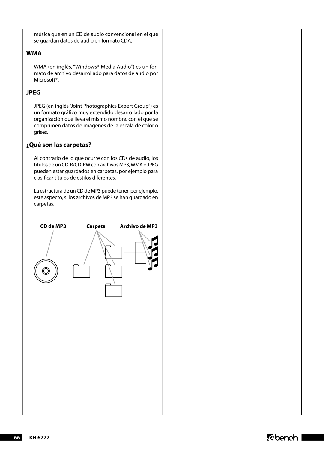 Kompernass KH 6777 manual ¿Qué son las carpetas?, CD de MP3 Carpeta 