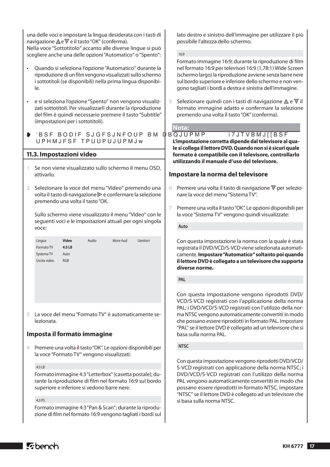 Kompernass KH 6777 manual .. Impostazioni video, Imposta il formato immagine, Impostare la norma del televisore 