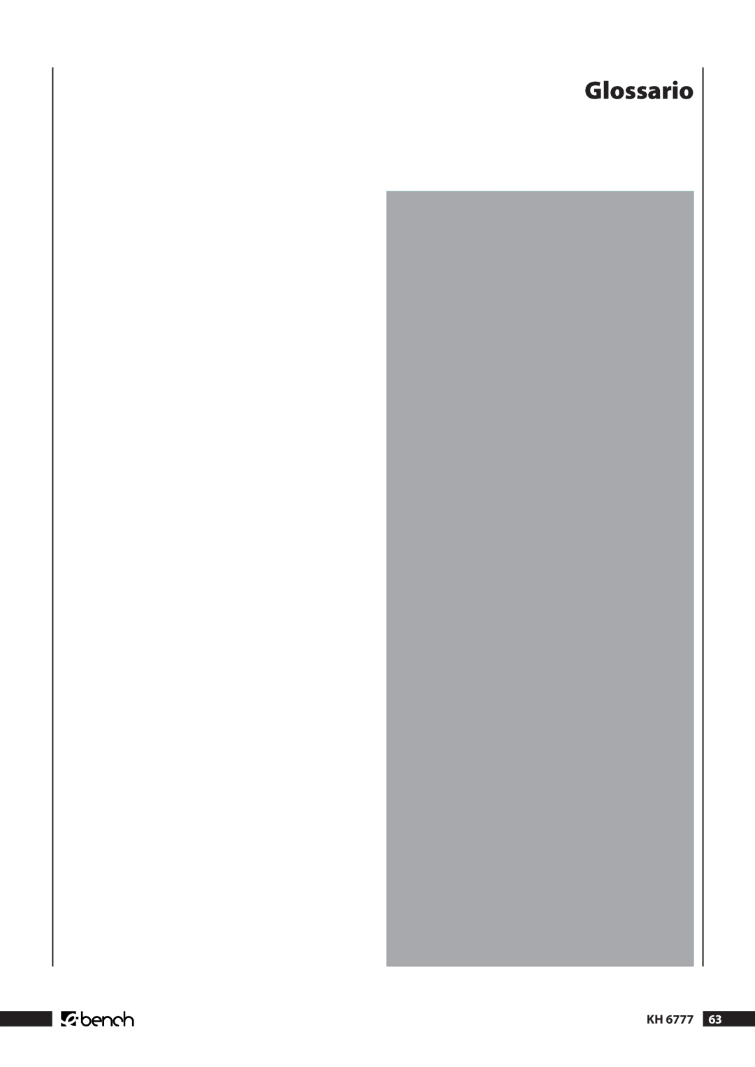 Kompernass KH 6777 manual Glossario 