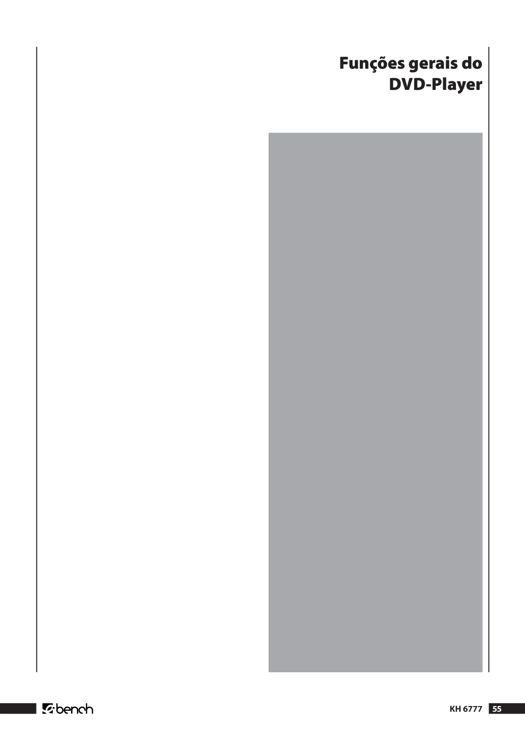 Kompernass KH 6777 manual Funções gerais do DVD-Player 