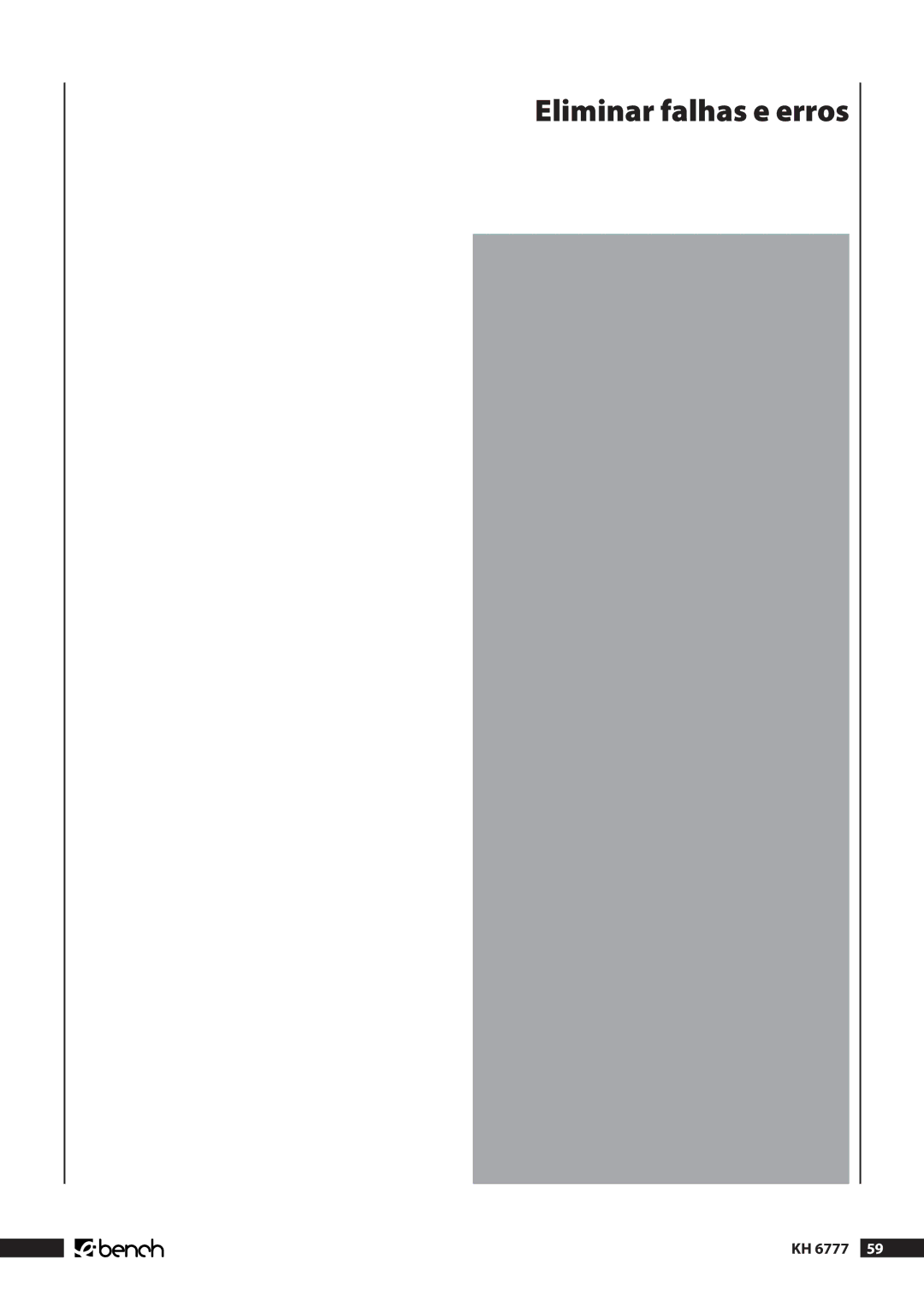Kompernass KH 6777 manual Eliminar falhas e erros 