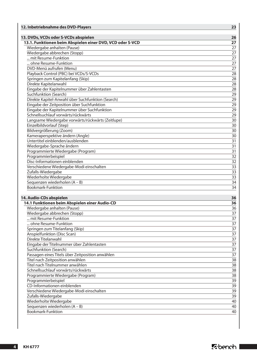 Kompernass KH 6777 manual Audio-CDs abspielen Funktionen beim Abspielen einer Audio-CD,  Kh 