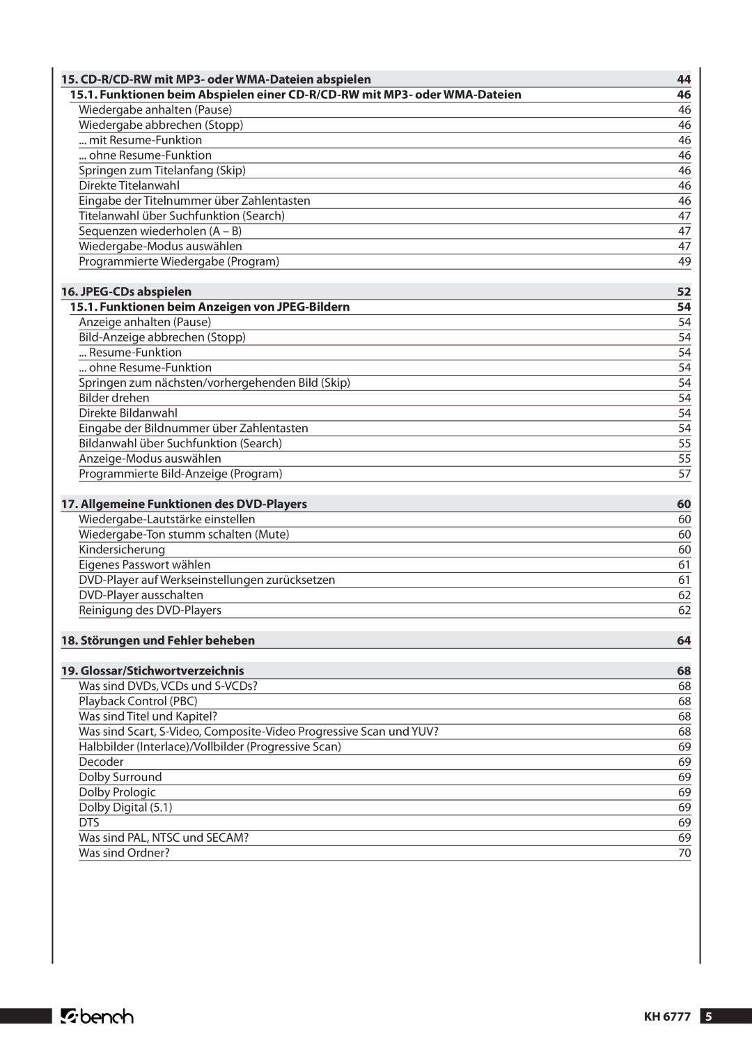 Kompernass manual Allgemeine Funktionen des DVD-Players, Was sind PAL, Ntsc und SECAM? Was sind Ordner?, KH 6777  