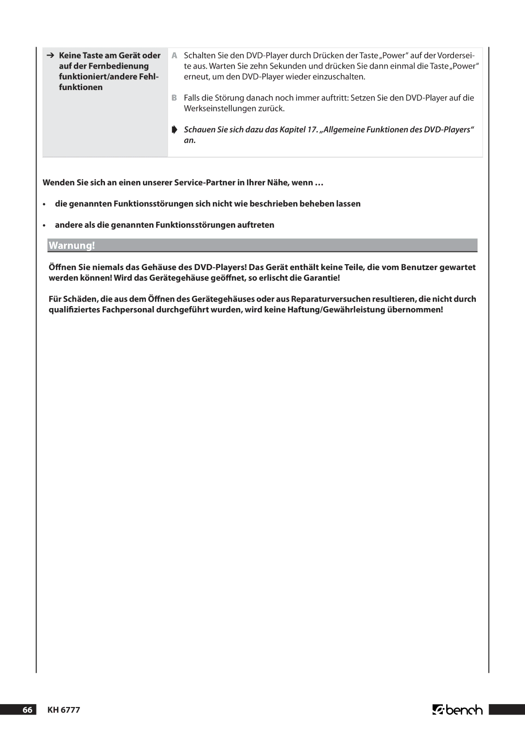 Kompernass KH 6777 manual Warnung,  Kh 