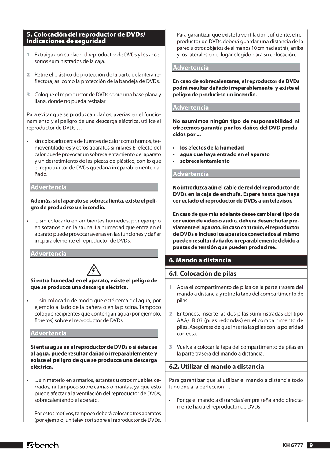 Kompernass KH 6777 manual Mando a distancia, .. Colocación de pilas, .. Utilizar el mando a distancia 