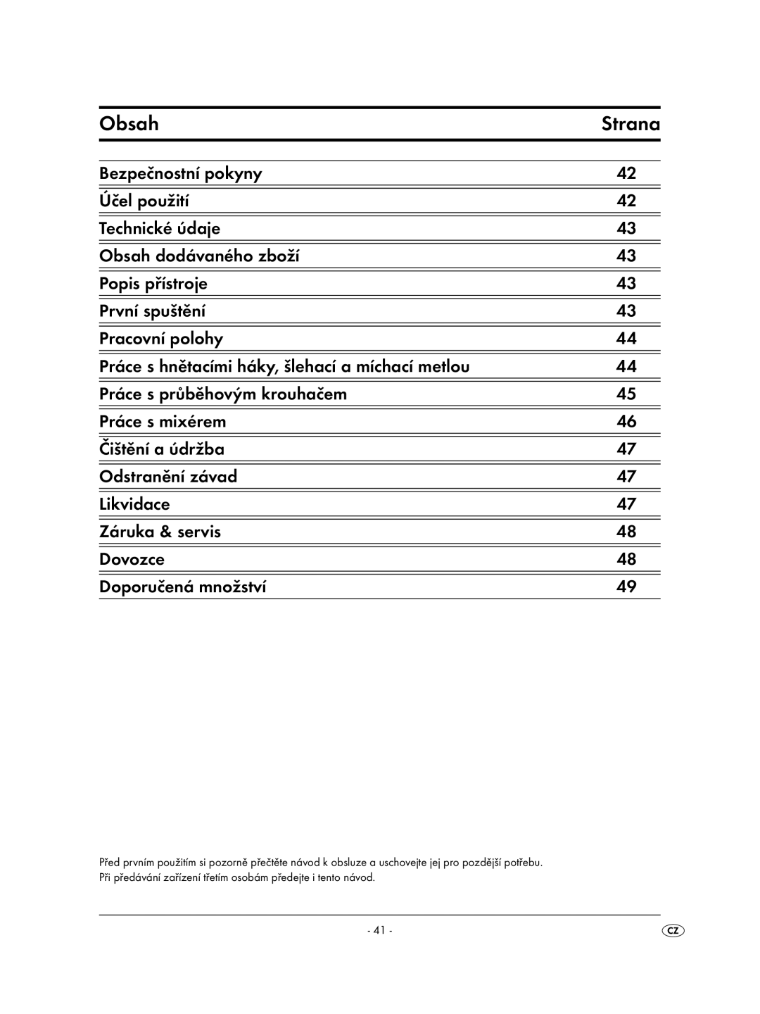 Kompernass KH 701 manual Obsah, Strana 