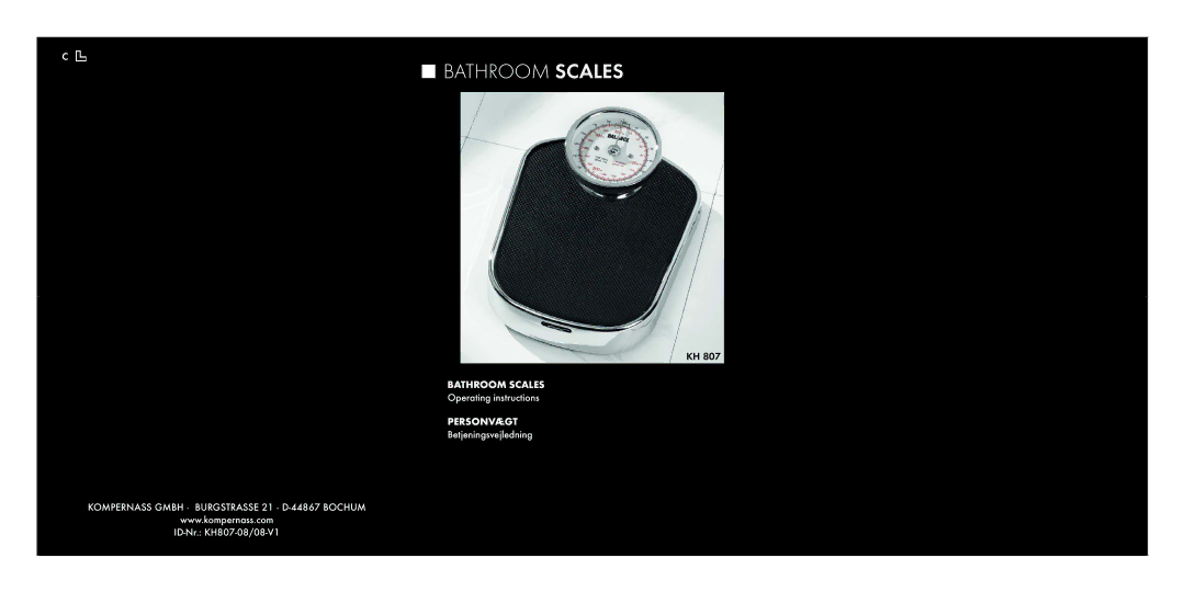 Kompernass KH 807 operating instructions Bathroom Scales 